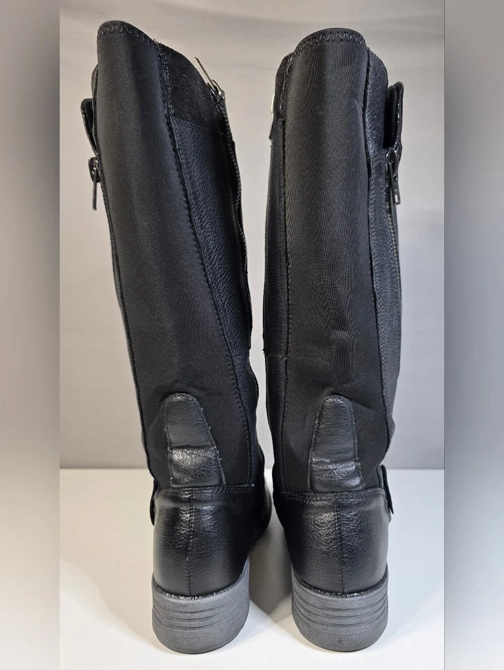 Earth Origins Portia Black Leather Knee High Riding Boot. Size 9W